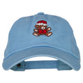 Santa Teddy Bear Embroidered Unstructured Washed Cap