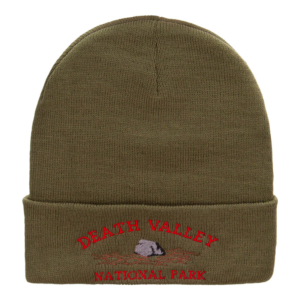 Death Valley Embroidered Long Knitted Beanie