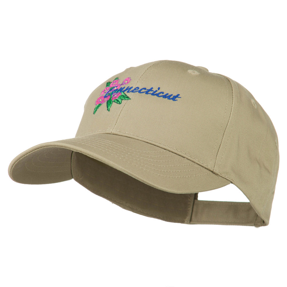 USA State Connecticut Flower Embroidered Low Profile Cotton Cap