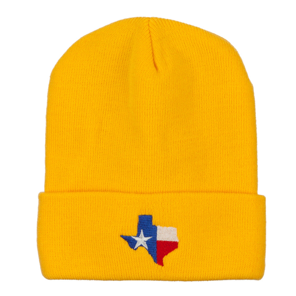Texas Flag Map Embroidered Long Beanie